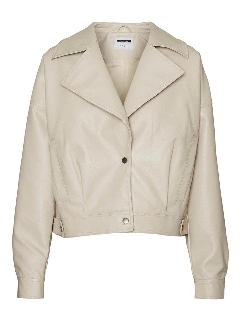 Noisy may Jas Nmnadia L/s Collar Pu Jacket 27021532 Chateau Gray/dtm Lining Dames Maat - M