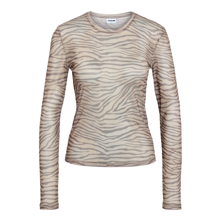 Noisy May NMJUDITH L/S MESH TOP JRS LX Chinchilla/MOREL ZEBRA | Freewear NMJUDITH L/S MESH TOP JRS LX - www.freewear.nl - Freewear