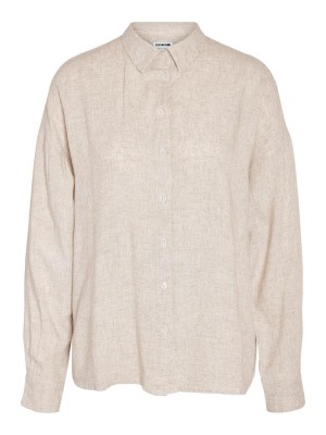 Noisy May NMLEILANI L/S LOOSE SHIRT WVN NOOS Natural | Freewear NMLEILANI L/S LOOSE SHIRT WVN NOOS - www.freewear.nl - Freewear