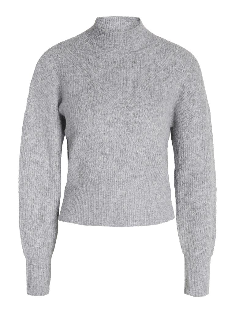 Noisy May - NellaHigh Neck Crop Medium Grey Melange - Pullovers