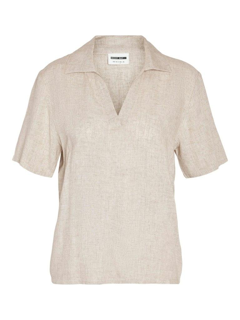 Noisy may T-shirt Nmleilani S/s Polo Top Wvn Noos 27028730 Naturel Dames Maat - XS