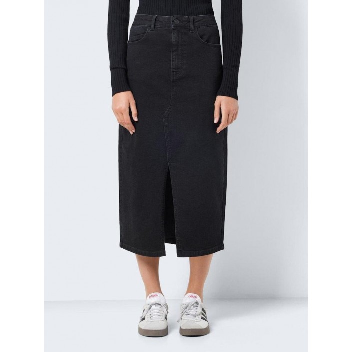 Noisy May NMKATH NW SLIT MIDI SKIRT VI478BL N: Black Denim | Freewear NMKATH NW SLIT MIDI SKIRT VI478BL N: - www.freewear.nl - Freewear
