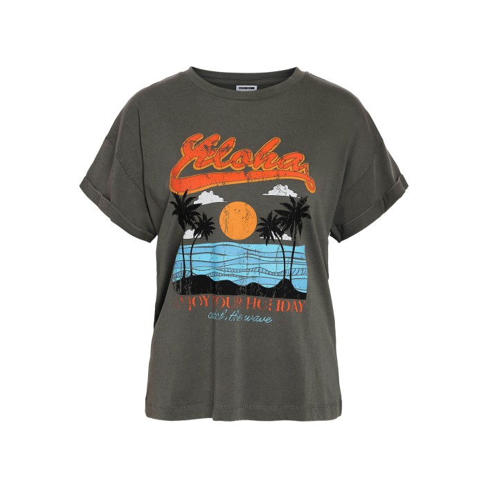 Noisy May NMBOHDI GABY S/S WASHED T-SHIRT JRS: Charcoal Gray/ALOHA | Freewear NMBOHDI GABY S/S WASHED T-SHIRT JRS: - www.freewear.nl - Freewear