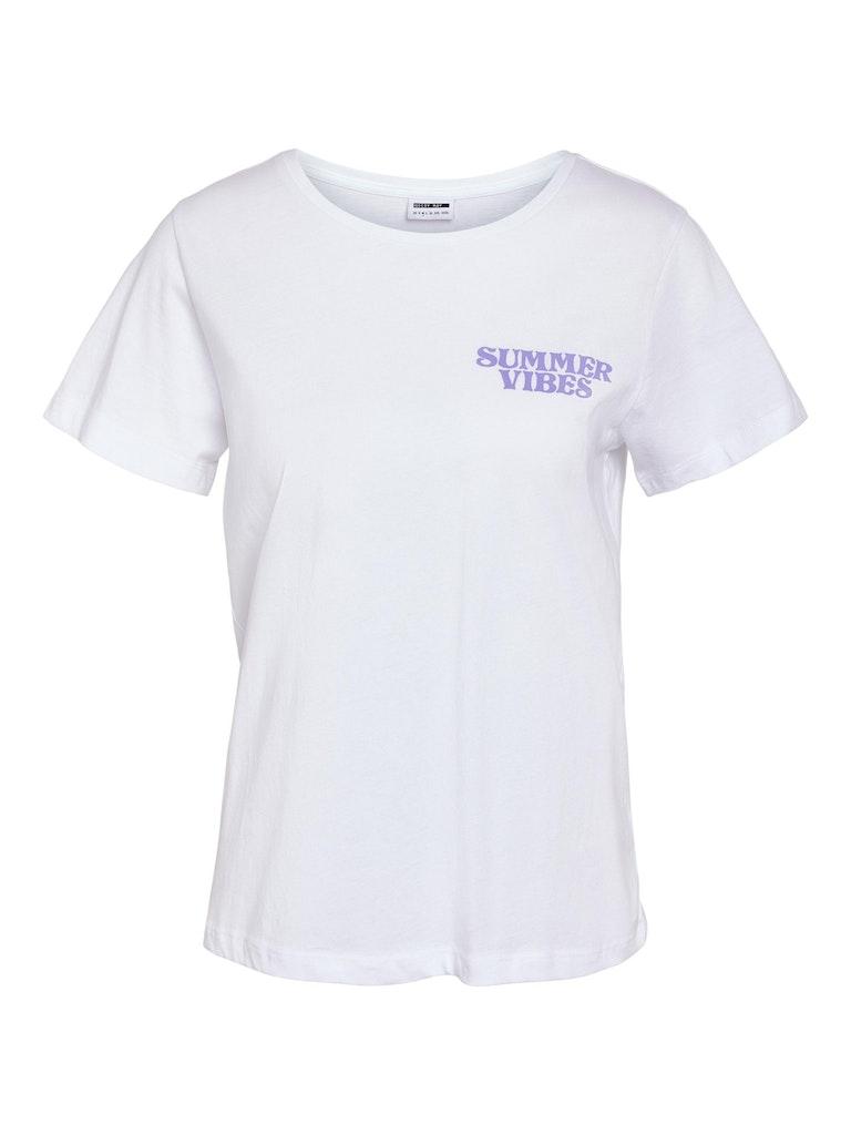 Noisy may T-shirt Nmsun Nate S/s T-shirt Jrs Fwd 27030257 Bright White/summer Vibes Dames Maat - XL
