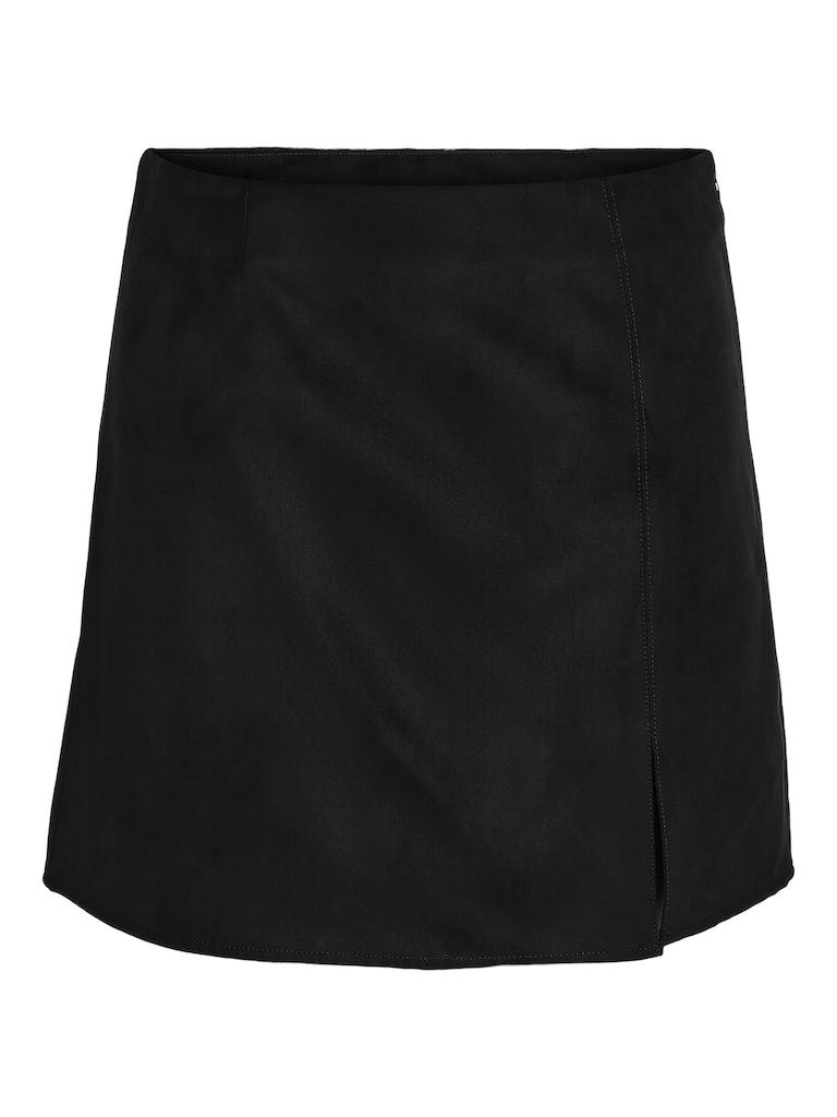 Noisy May - Clara Penny Suede Black - Rokje - zwart - L - 100% Polyester,Nep leer