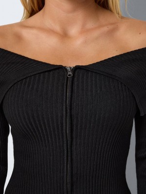 Noisy May NMJULIET L/S CROP KNIT CARDIGAN FWD Black | Freewear NMJULIET L/S CROP KNIT CARDIGAN FWD - www.freewear.nl - Freewear