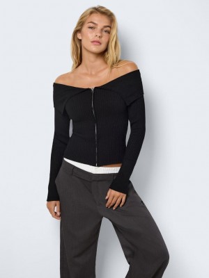 Noisy May NMJULIET L/S CROP KNIT CARDIGAN FWD Black | Freewear NMJULIET L/S CROP KNIT CARDIGAN FWD - www.freewear.nl - Freewear
