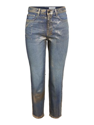 Noisy May NMMONI HW ST ANK GOLDEN COATED JEAN: Dark Blue Denim | Freewear NMMONI HW ST ANK GOLDEN COATED JEAN: - www.freewear.nl - Freewear