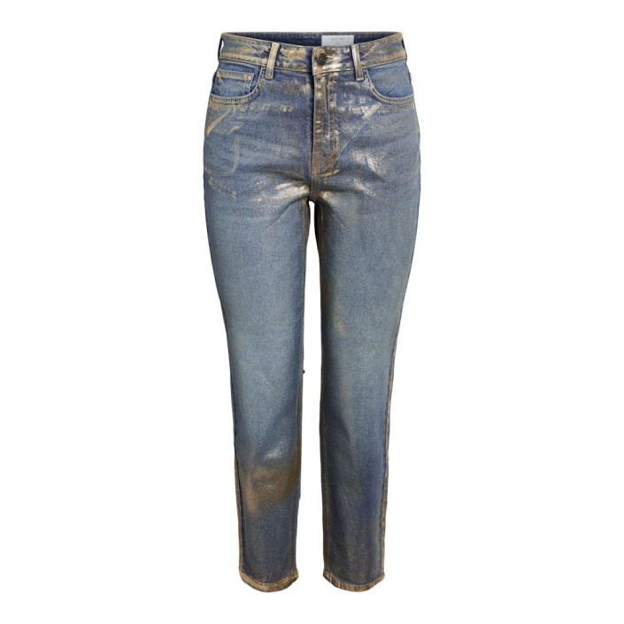 Noisy May NMMONI HW ST ANK GOLDEN COATED JEAN: Dark Blue Denim | Freewear NMMONI HW ST ANK GOLDEN COATED JEAN: - www.freewear.nl - Freewear