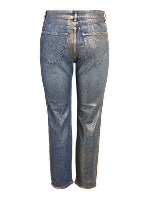 Noisy May NMMONI HW ST ANK GOLDEN COATED JEAN: Dark Blue Denim | Freewear NMMONI HW ST ANK GOLDEN COATED JEAN: - www.freewear.nl - Freewear