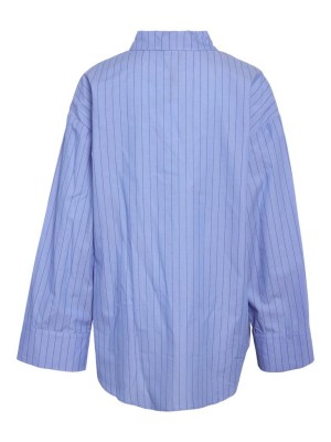 Noisy May NMFREJA L/S SHIRT PINSTRIPES WVN Cashmere Blue/BLACK | Freewear NMFREJA L/S SHIRT PINSTRIPES WVN - www.freewear.nl - Freewear