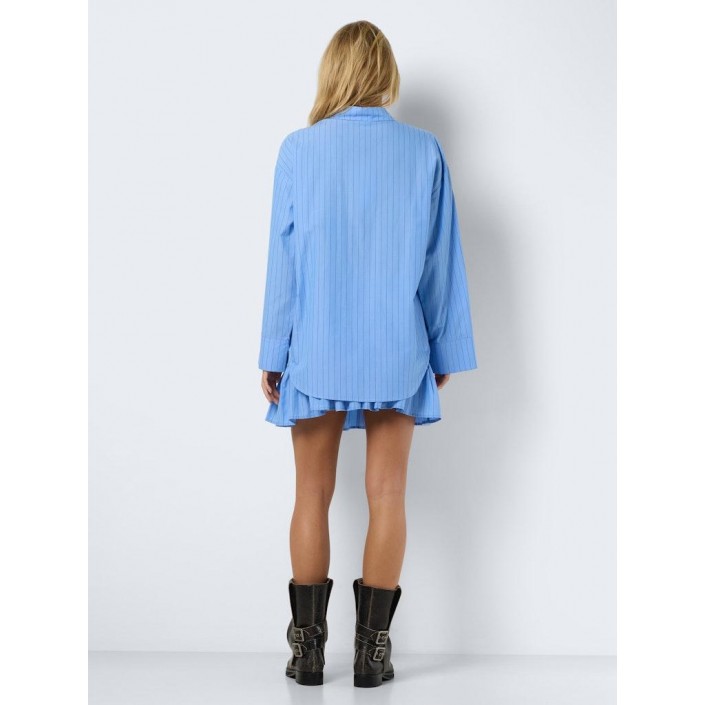 Noisy May NMFREJA L/S SHIRT PINSTRIPES WVN Cashmere Blue/BLACK | Freewear NMFREJA L/S SHIRT PINSTRIPES WVN - www.freewear.nl - Freewear
