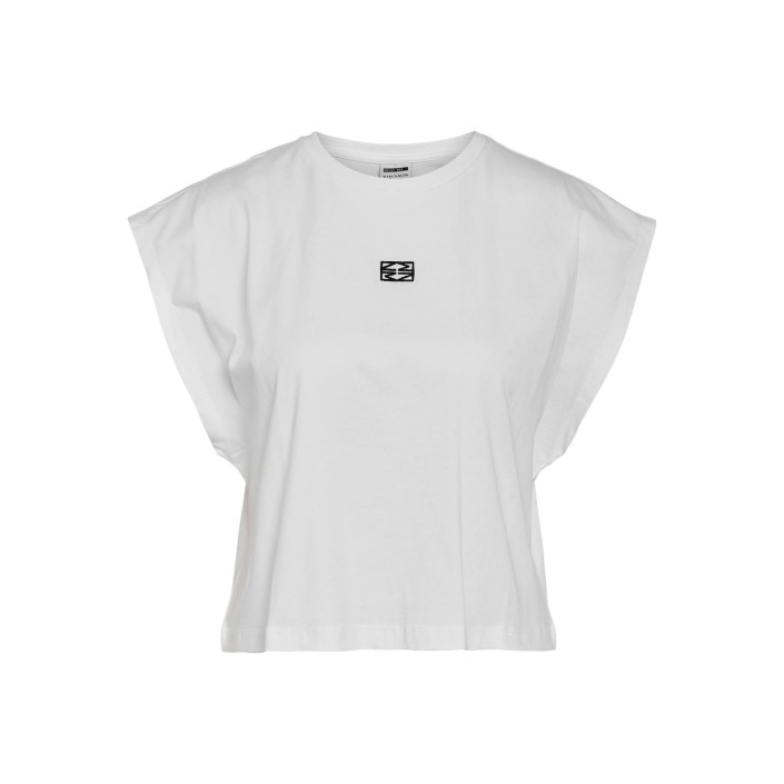 Noisy May NMSPEEDY S/S O-NECK TEE JRS Bright White/BLACK EMBROIDERY | Freewear NMSPEEDY S/S O-NECK TEE JRS - www.freewear.nl - Freewear