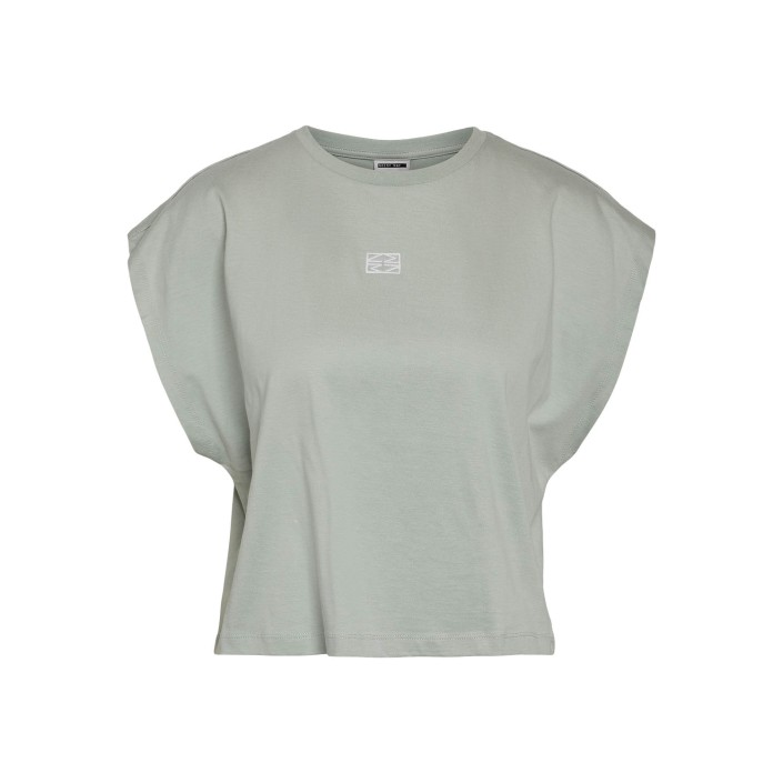 Noisy May NMSPEEDY S/S O-NECK TEE JRS Aqua Gray/BRIGHT WHITE EMBROIDER | Freewear NMSPEEDY S/S O-NECK TEE JRS - www.freewear.nl - Freewear
