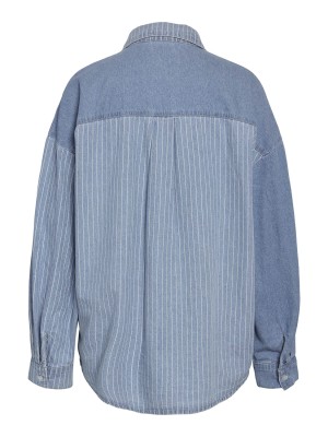 Noisy May NMKATRI L/S OVERSIZE STR SHRT BS006: Light Blue Denim | Freewear NMKATRI L/S OVERSIZE STR SHRT BS006: - www.freewear.nl - Freewear