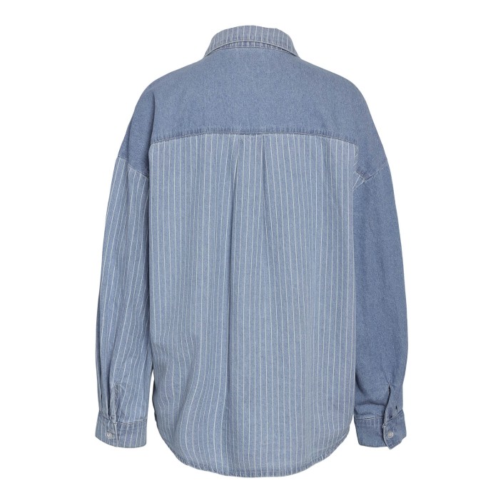 Noisy May NMKATRI L/S OVERSIZE STR SHRT BS006: Light Blue Denim | Freewear NMKATRI L/S OVERSIZE STR SHRT BS006: - www.freewear.nl - Freewear