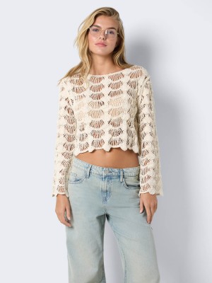 Noisy May NMLANA L/S BOAT NECK BELL SLEEVE KN: Birch | Freewear NMLANA L/S BOAT NECK BELL SLEEVE KN: - www.freewear.nl - Freewear