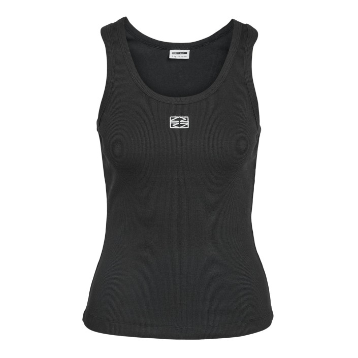 Noisy May -NMJUDY S/L TANK TOP JRS NOOS Black/WHITE EMBR. | Freewear -NMJUDY S/L TANK TOP JRS NOOS - www.freewear.nl - Freewear