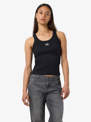 Noisy May -NMJUDY S/L TANK TOP JRS NOOS Black/WHITE EMBR. | Freewear -NMJUDY S/L TANK TOP JRS NOOS - www.freewear.nl - Freewear