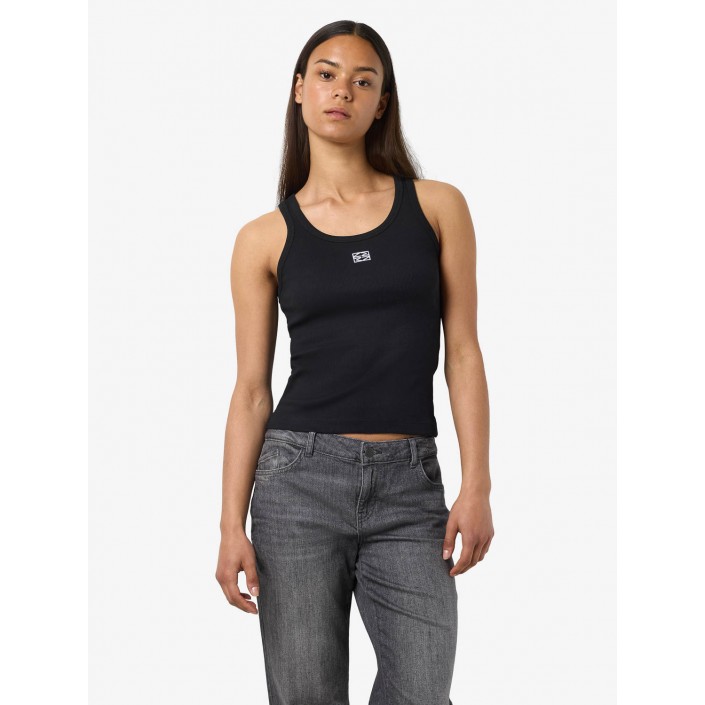 Noisy May -NMJUDY S/L TANK TOP JRS NOOS Black/WHITE EMBR. | Freewear -NMJUDY S/L TANK TOP JRS NOOS - www.freewear.nl - Freewear