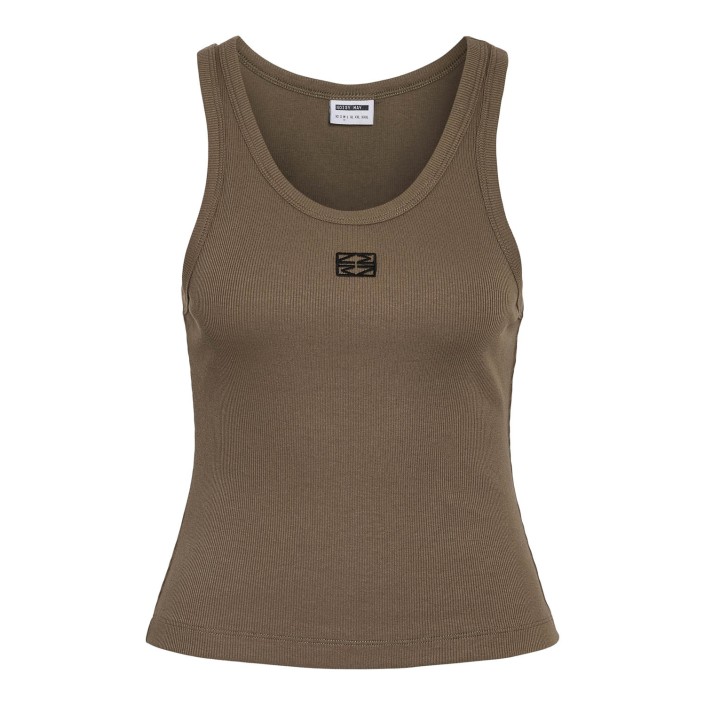 Noisy May -NMJUDY S/L TANK TOP JRS NOOS Morel/BLACK EMBR. | Freewear -NMJUDY S/L TANK TOP JRS NOOS - www.freewear.nl - Freewear