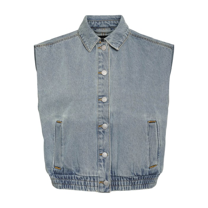 Noisy May NMELSIE S/L BOMBER DENIM VEST VI583: Light Blue Denim | Freewear NMELSIE S/L BOMBER DENIM VEST VI583: - www.freewear.nl - Freewear