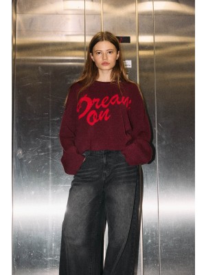 Noisy May NMSHYLA L/S O-NECK KNIT FWD DD Windsor Wine/RACING RED DREAM ON | Freewear NMSHYLA L/S O-NECK KNIT FWD DD - www.freewear.nl - Freewear