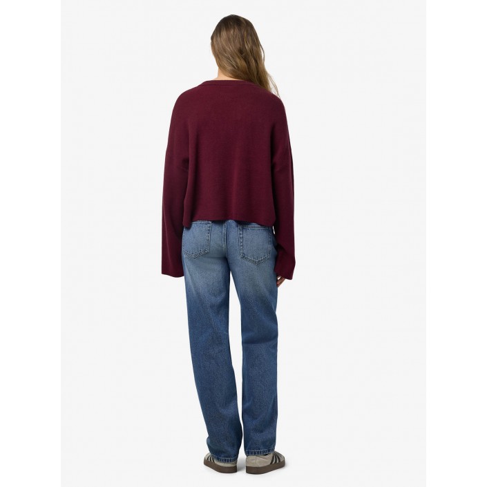 Noisy May NMSHYLA L/S O-NECK KNIT FWD DD Windsor Wine/RACING RED DREAM ON | Freewear NMSHYLA L/S O-NECK KNIT FWD DD - www.freewear.nl - Freewear