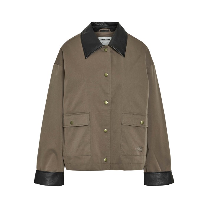 Noisy May NMNORA PU COLLAR JACKET DD Morel/BLACK | Freewear NMNORA PU COLLAR JACKET DD - www.freewear.nl - Freewear
