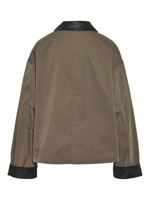 Noisy May NMNORA PU COLLAR JACKET DD Morel/BLACK | Freewear NMNORA PU COLLAR JACKET DD - www.freewear.nl - Freewear