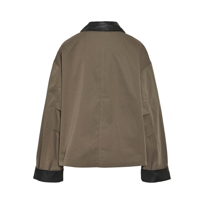 Noisy May NMNORA PU COLLAR JACKET DD Morel/BLACK | Freewear NMNORA PU COLLAR JACKET DD - www.freewear.nl - Freewear