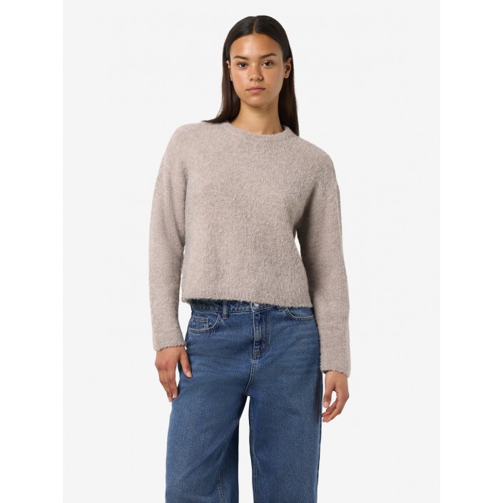 Noisy May NMDOLLY L/S O-NECK KNIT FWD NOOS Silver Mink | Freewear NMDOLLY L/S O-NECK KNIT FWD NOOS - www.freewear.nl - Freewear