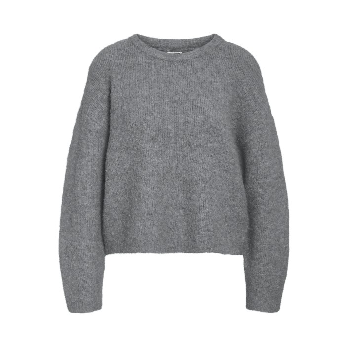 Noisy May NMDOLLY L/S O-NECK KNIT FWD NOOS Medium Grey Melange | Freewear NMDOLLY L/S O-NECK KNIT FWD NOOS - www.freewear.nl - Freewear