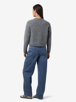 Noisy May NMDOLLY L/S O-NECK KNIT FWD NOOS Medium Grey Melange | Freewear NMDOLLY L/S O-NECK KNIT FWD NOOS - www.freewear.nl - Freewear