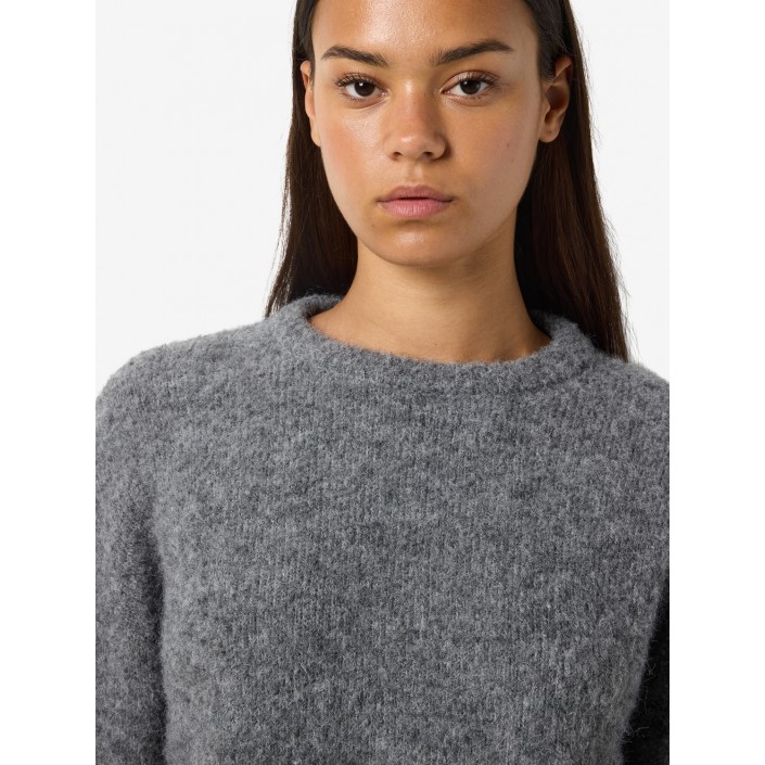 Noisy May NMDOLLY L/S O-NECK KNIT FWD NOOS Medium Grey Melange | Freewear NMDOLLY L/S O-NECK KNIT FWD NOOS - www.freewear.nl - Freewear