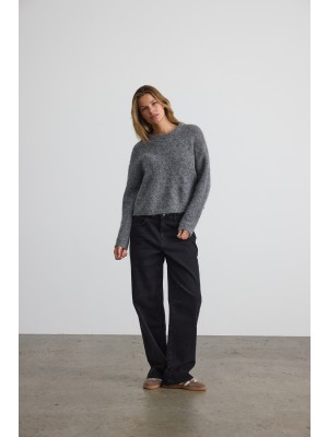 Noisy May NMDOLLY L/S O-NECK KNIT FWD NOOS Medium Grey Melange | Freewear NMDOLLY L/S O-NECK KNIT FWD NOOS - www.freewear.nl - Freewear