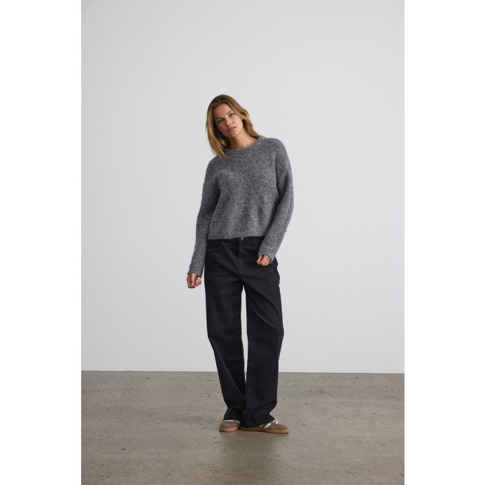 Noisy May NMDOLLY L/S O-NECK KNIT FWD NOOS Medium Grey Melange | Freewear NMDOLLY L/S O-NECK KNIT FWD NOOS - www.freewear.nl - Freewear