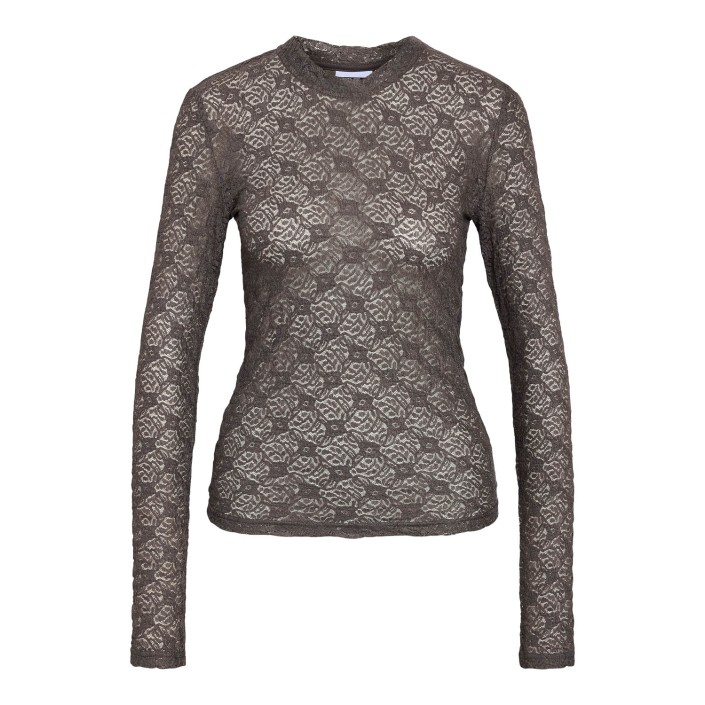 Noisy May NMJUDITH L/S LACE TOP NOOS Charcoal Gray | Freewear NMJUDITH L/S LACE TOP NOOS - www.freewear.nl - Freewear