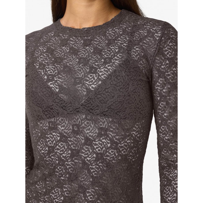 Noisy May NMJUDITH L/S LACE TOP NOOS Charcoal Gray | Freewear NMJUDITH L/S LACE TOP NOOS - www.freewear.nl - Freewear