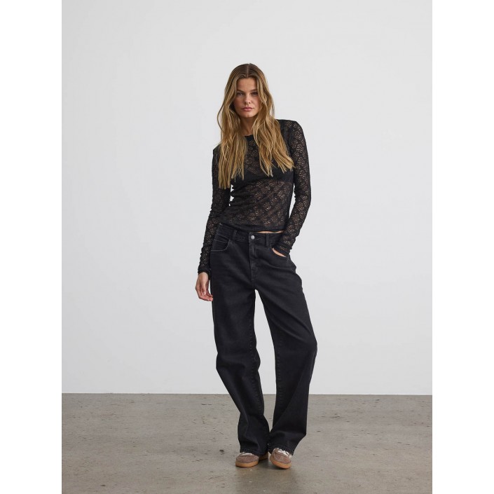 Noisy May NMJUDITH L/S LACE TOP NOOS Black | Freewear NMJUDITH L/S LACE TOP NOOS - www.freewear.nl - Freewear