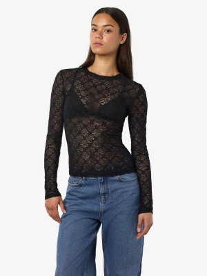 Noisy May NMJUDITH L/S LACE TOP NOOS Black | Freewear NMJUDITH L/S LACE TOP NOOS - www.freewear.nl - Freewear