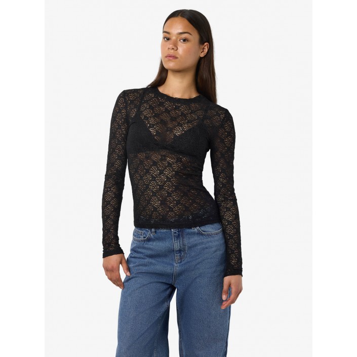 Noisy May NMJUDITH L/S LACE TOP NOOS Black | Freewear NMJUDITH L/S LACE TOP NOOS - www.freewear.nl - Freewear