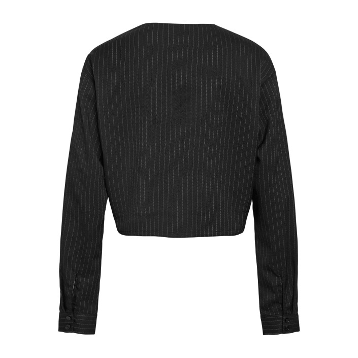 Noisy May NMDALLAS L/S CROP PINSTRIPE SHIRT F: Black/WHITE PINSTRIPE | Freewear NMDALLAS L/S CROP PINSTRIPE SHIRT F: - www.freewear.nl - Freewear
