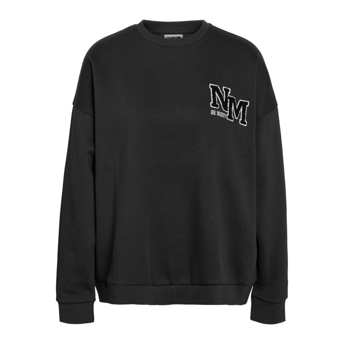 Noisy May NMBELIEVE L/S O-NECK SWEAT JRS Obsidian/BLACK EMB | Freewear NMBELIEVE L/S O-NECK SWEAT JRS - www.freewear.nl - Freewear