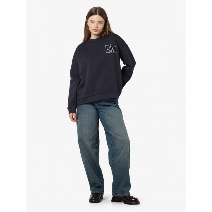 Noisy May NMBELIEVE L/S O-NECK SWEAT JRS Obsidian/BLACK EMB | Freewear NMBELIEVE L/S O-NECK SWEAT JRS - www.freewear.nl - Freewear