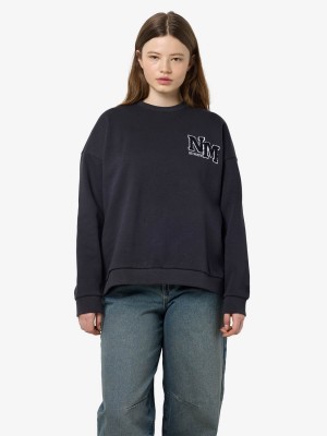 Noisy May NMBELIEVE L/S O-NECK SWEAT JRS Obsidian/BLACK EMB | Freewear NMBELIEVE L/S O-NECK SWEAT JRS - www.freewear.nl - Freewear