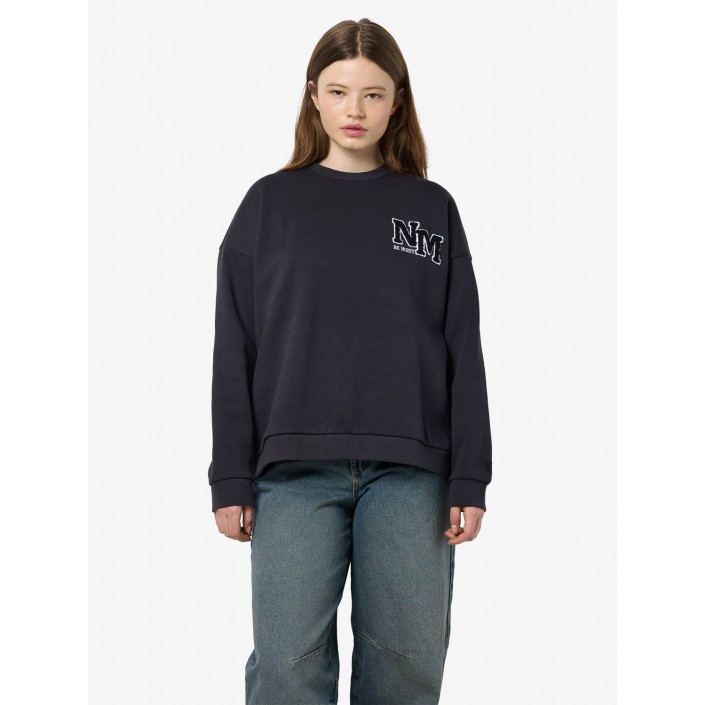 Noisy May NMBELIEVE L/S O-NECK SWEAT JRS Obsidian/BLACK EMB | Freewear NMBELIEVE L/S O-NECK SWEAT JRS - www.freewear.nl - Freewear