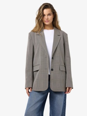 Noisy May NMWERA CHECK BLAZER FWD Toasted Coconut/WINDSOR WINE | Freewear NMWERA CHECK BLAZER FWD - www.freewear.nl - Freewear
