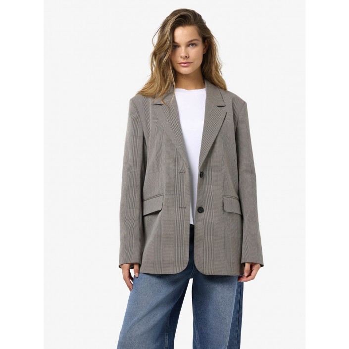 Noisy May NMWERA CHECK BLAZER FWD Toasted Coconut/WINDSOR WINE | Freewear NMWERA CHECK BLAZER FWD - www.freewear.nl - Freewear