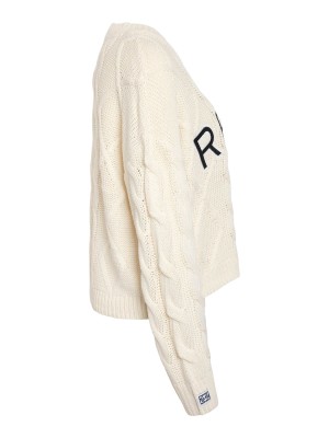 Noisy May NMREBECCA L/S O-NECK CABLE KNIT Birch/REBEL IN NAVY BLAZER | Freewear NMREBECCA L/S O-NECK CABLE KNIT - www.freewear.nl - Freewear